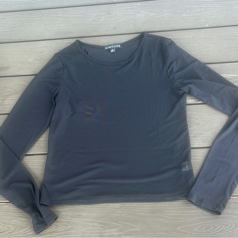 Sheer electrics  Black Long Sleeve Top